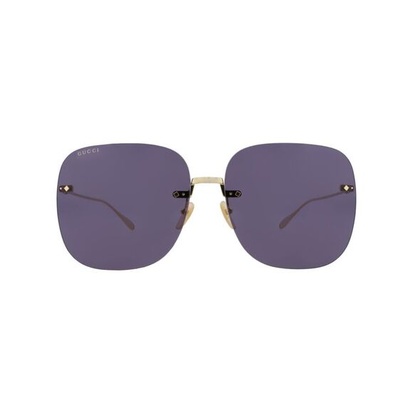 Gucci Square-Frame Metal Sunglasses Gold Womens - Picture 1 of 7